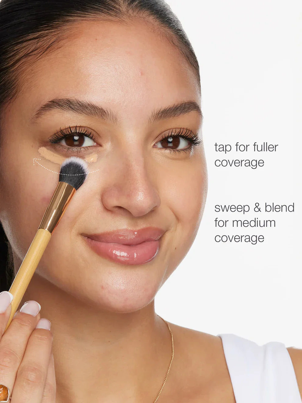 concealer paw brush - angled for seamless application